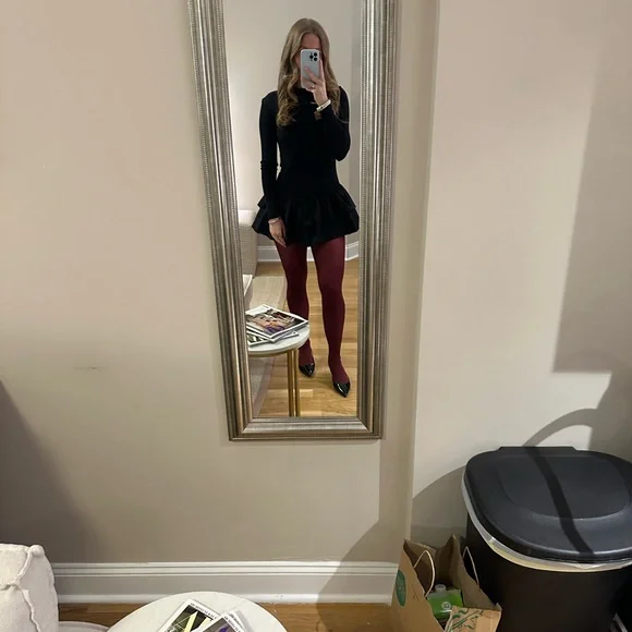 Zara Black Long Sleeve Bubble Mini Dress - Picture 4 of 5